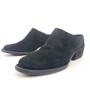 Born Starr Mule Clog Bootie Block Heel Black Suede Womens 6.5